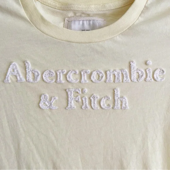 Abercrombie and fitch butter yellow spell out tee shirt 3d logo baby tee y2k XS - Picture 3 of 9